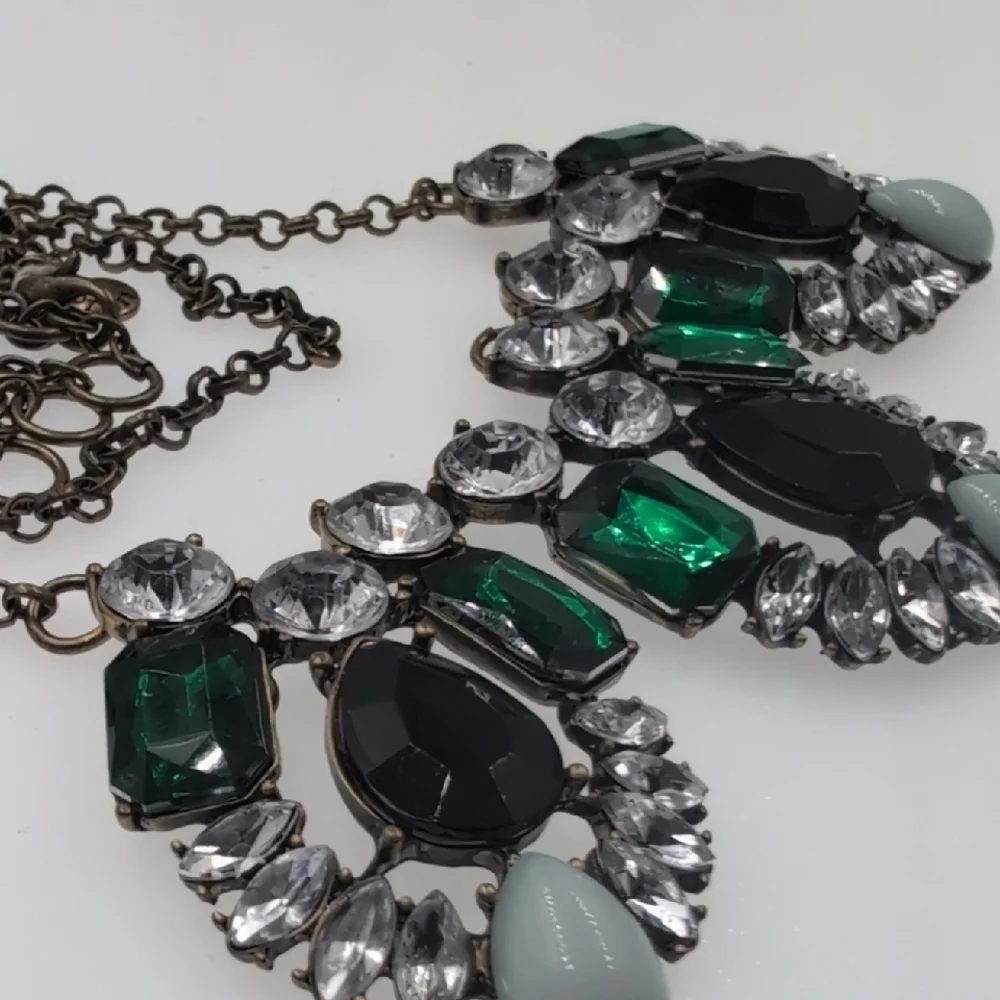 J. Crew Green and Black Ornate Necklace